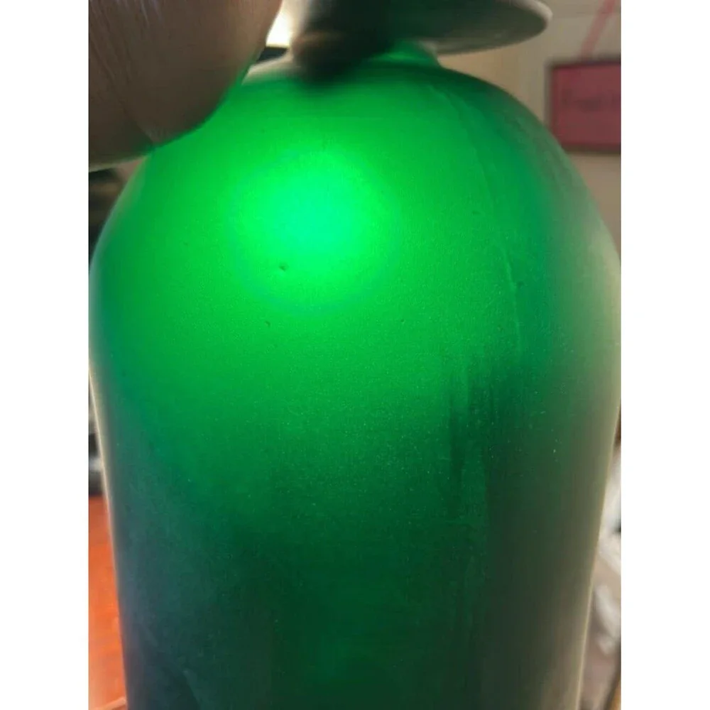 Frosted Art Glass Vessel – Hand‑Blown Studio Glass – Deep Green